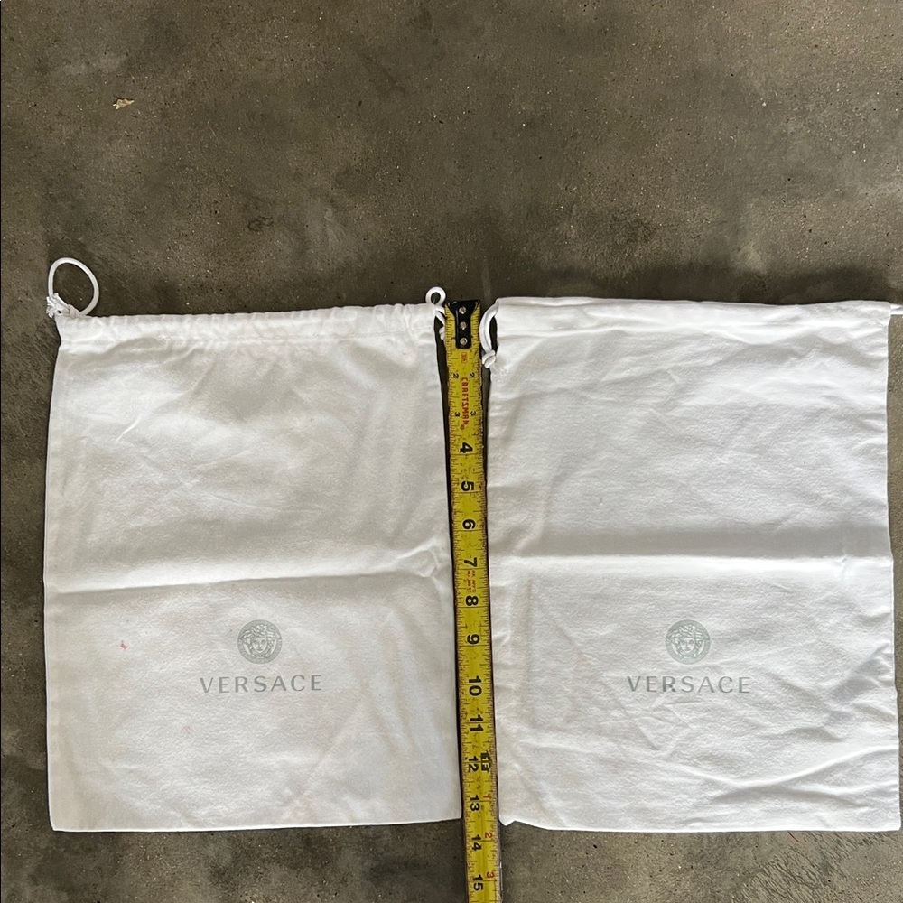 Versace White Logo Drawstring Dust Bags - Pair